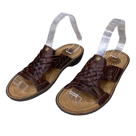 UGG Women’s Karla Brown Leather Boho Casual Sandals Size US 6 - Picture 6 of 11
